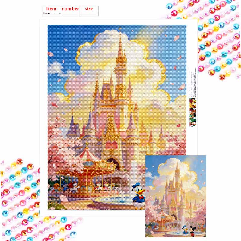 Disney Diamond Painting Art Kit Mickey Mouse Castle Cherry Blossom Mosaic Handmade Diy Gift Home Decor