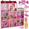 Dollhouse Iso Trade 3-level Villa with Balcony, Furniture and Doll 27054