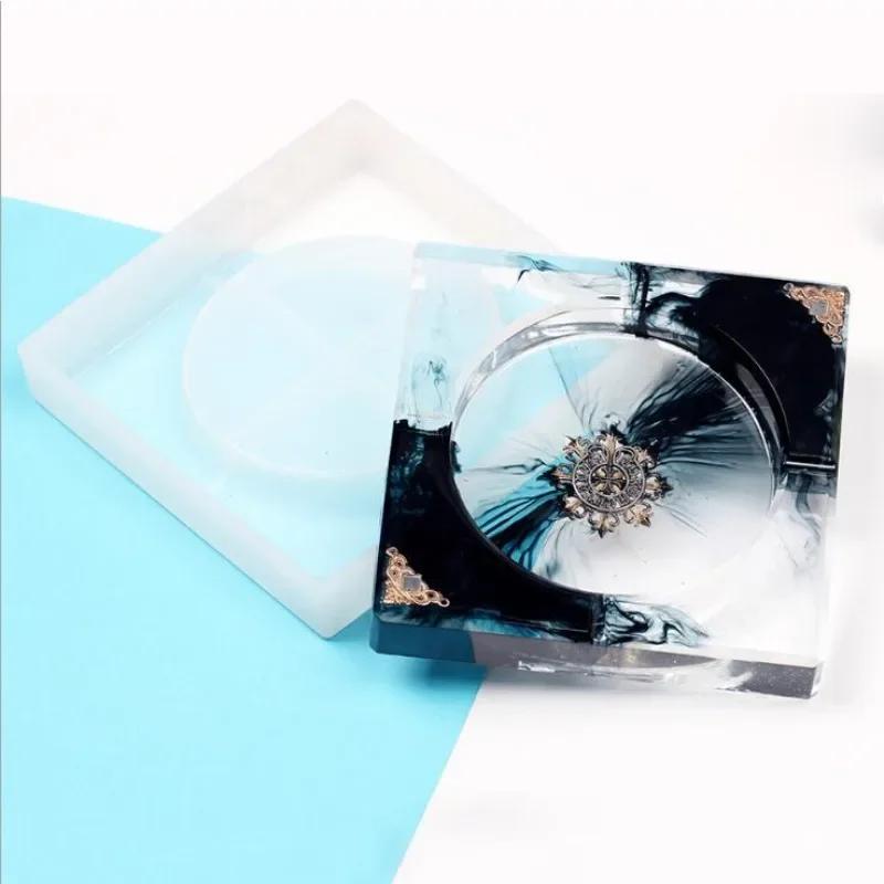 1 Pcs Square Ashtray Silicone Mold Crystal Ultraviolet Resin Plastic DIY Making Accessories Epoxy Handmade Glue Arts Crafts