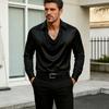 Men's Tops Long Sleeve Turn-Down Collar Soft Breathable Polyester Shirt for Beachwear Daily Office Party Travel