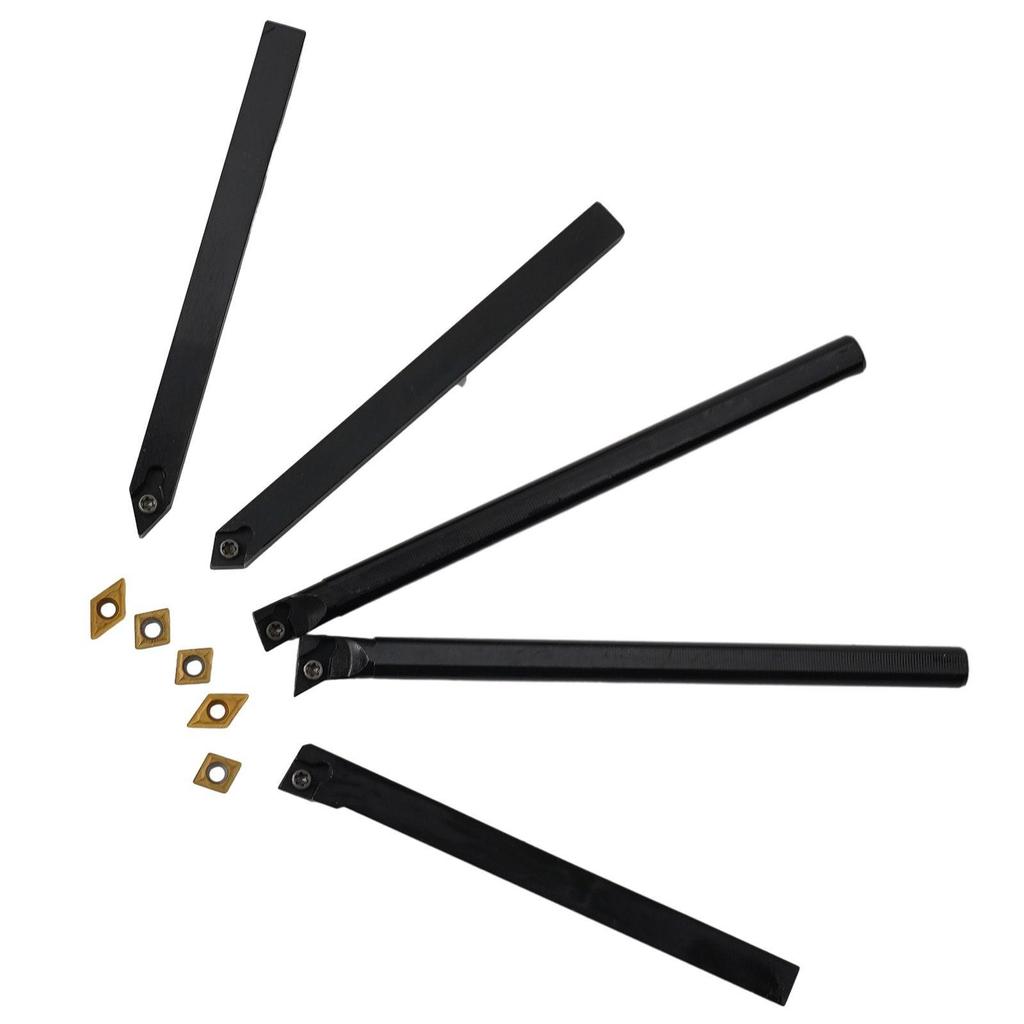 5pcs 8mm Shank Indexable Lathe Turning Tool Holder + CCMT060204 DCMT070204 Insert