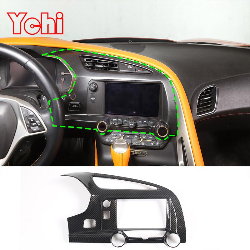 For Chevrolet Corvette C7 2014-2019 ABS Carbon Fiber Interior Kit Dashboard Console Gear Shift Panel Decoration Cover Stickers