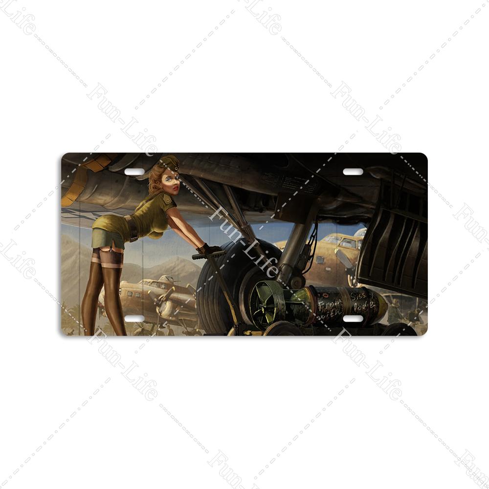 Beauty Vintage Metal Poster Airplane Retro Tinplate Compact Car Tin Signs Board Home Pub Bar Cafe Garage Wall Decor 15x30 cm