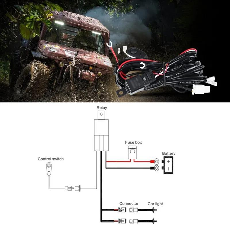 Auto LED Light Wiring Harness 40A Relay On-off Waterproof Switch for Off Road Vehicle Boats Ship Car Cable Wiring Harness Kit