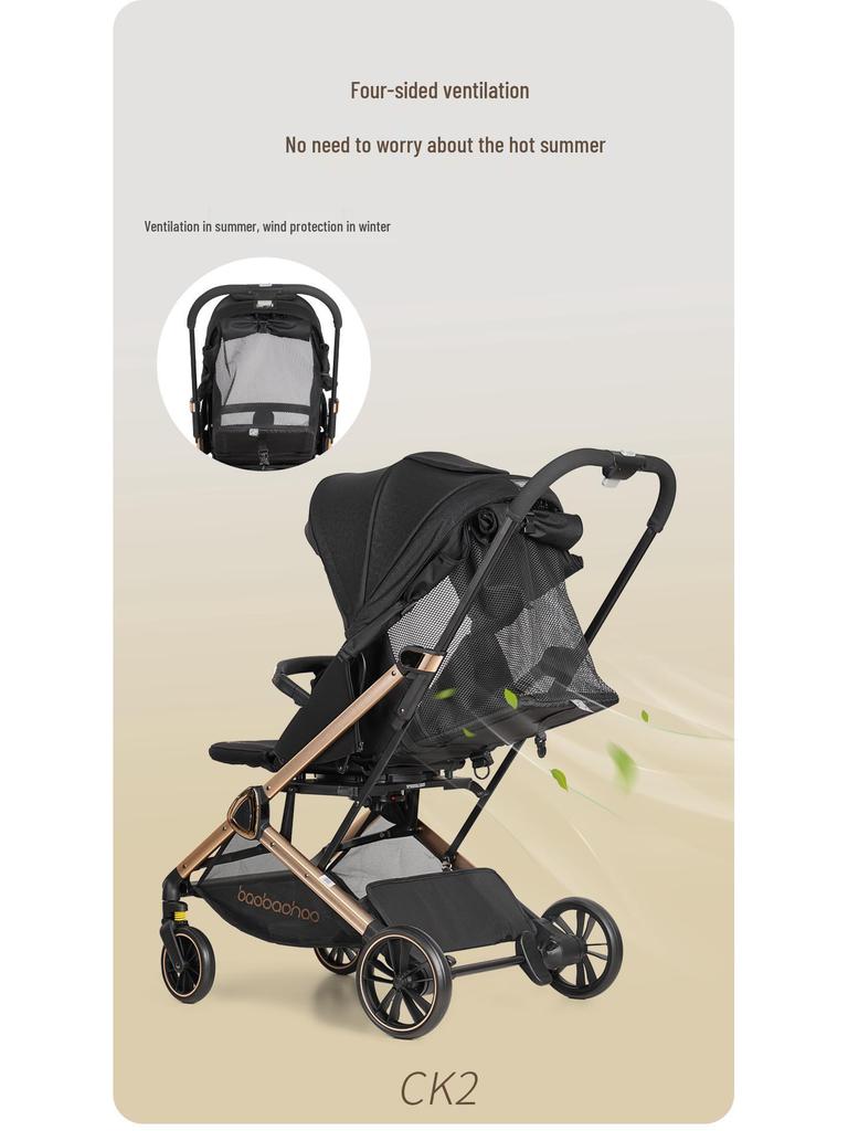 Baby Good CK2 Reversible Stroller: Rotating Seat, Sit or Lie Down, One-Button Foldable Infant Stroller