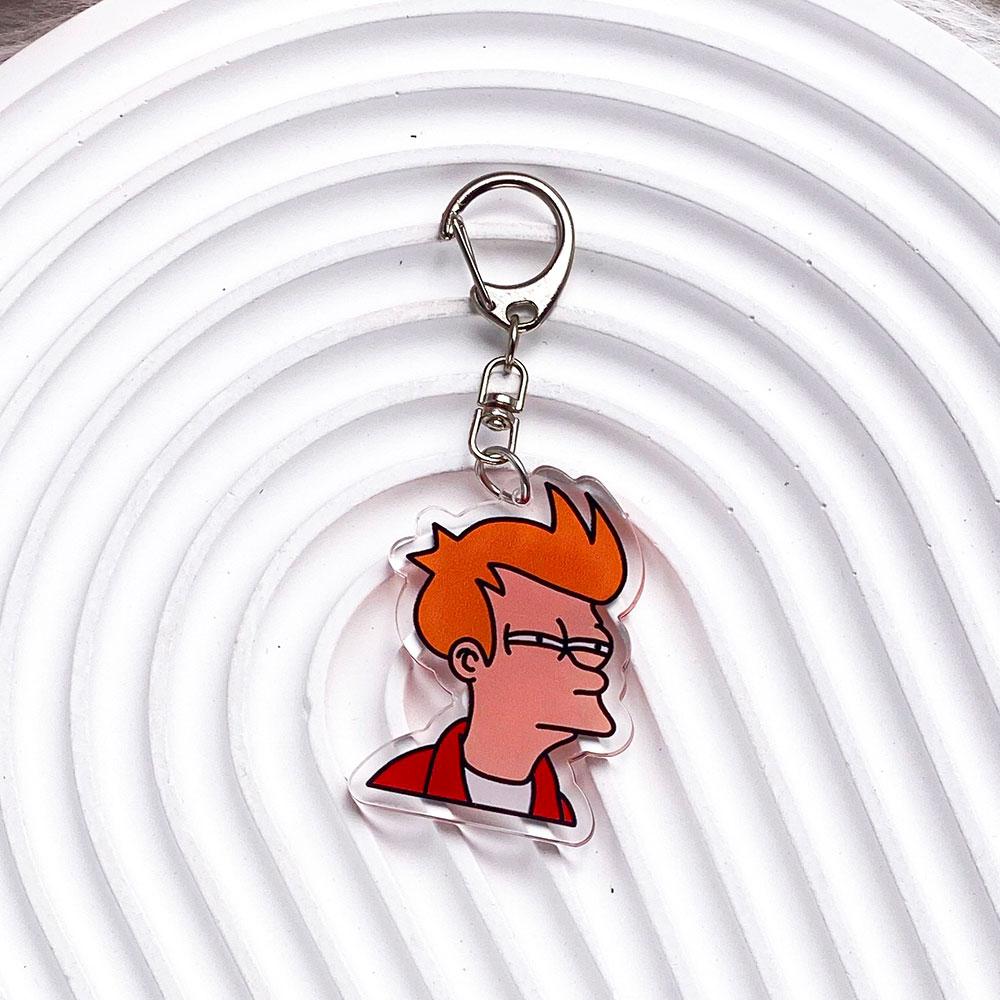 Anime Character Futurama Philip J Fry Acrylic Car Keychain Accessories Bag Charm Cartoon Cute Backpack Pendant Gifts For Friends