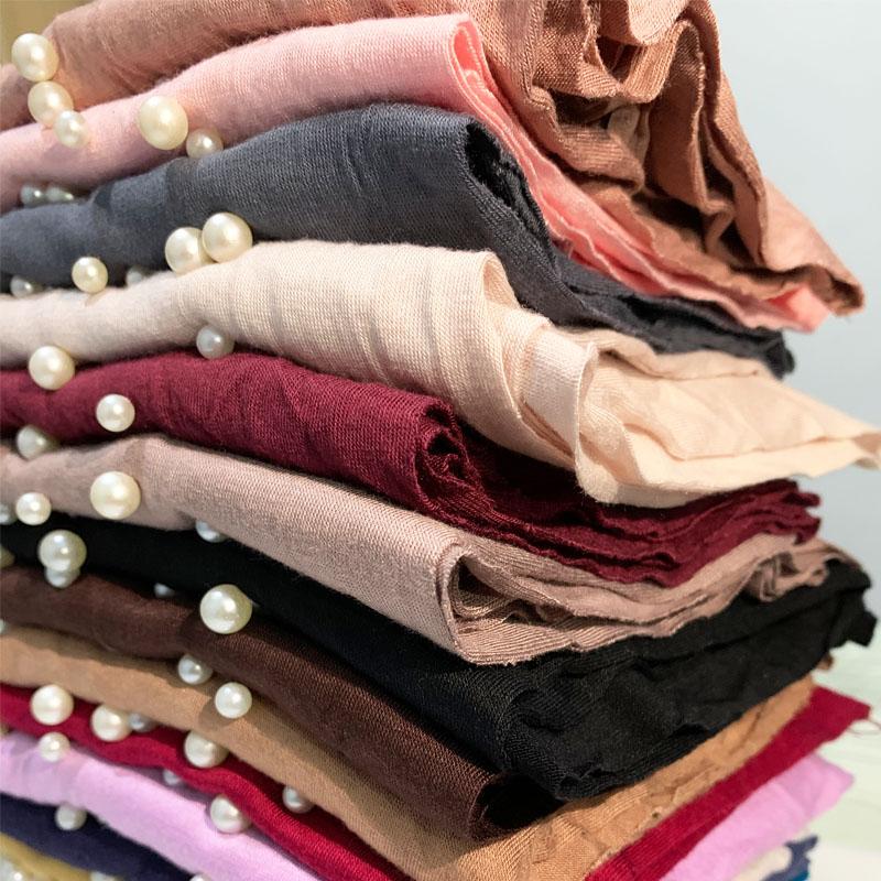 New Elastic Muslim Women Jersey Hijab Cotton Twist Turban Caps Female Head Scarf Wraps Pearls Turbante Mujer India Hat