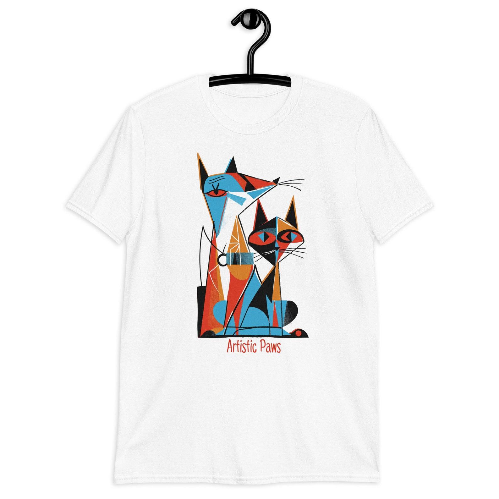 Abstract Cat Graphic T-Shirt: Modern Art Cat Lover Tee 3XL