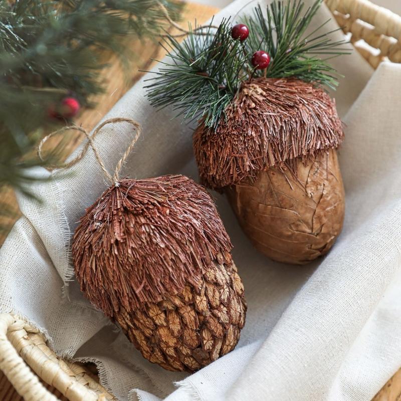Piña Natural Decoración Navideña Colgante Adorno Festivo Duradero Para Decoración Navideña Interior y Exterior