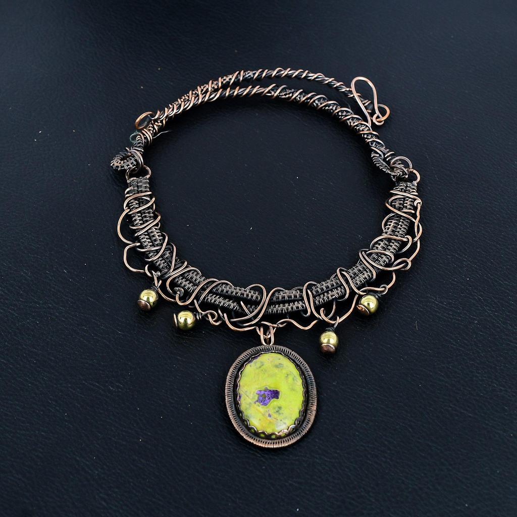 Stichtite 999 Copper Wire Wrapped Necklace Adjustable, Chain Necklace Handmade Gemstone, Gift For Mom Antique Jewelry