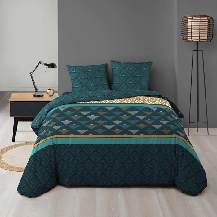 Housse de couette + 2 taies - Triades - 220 x 240 cm - Microfibre - Lavable 30°