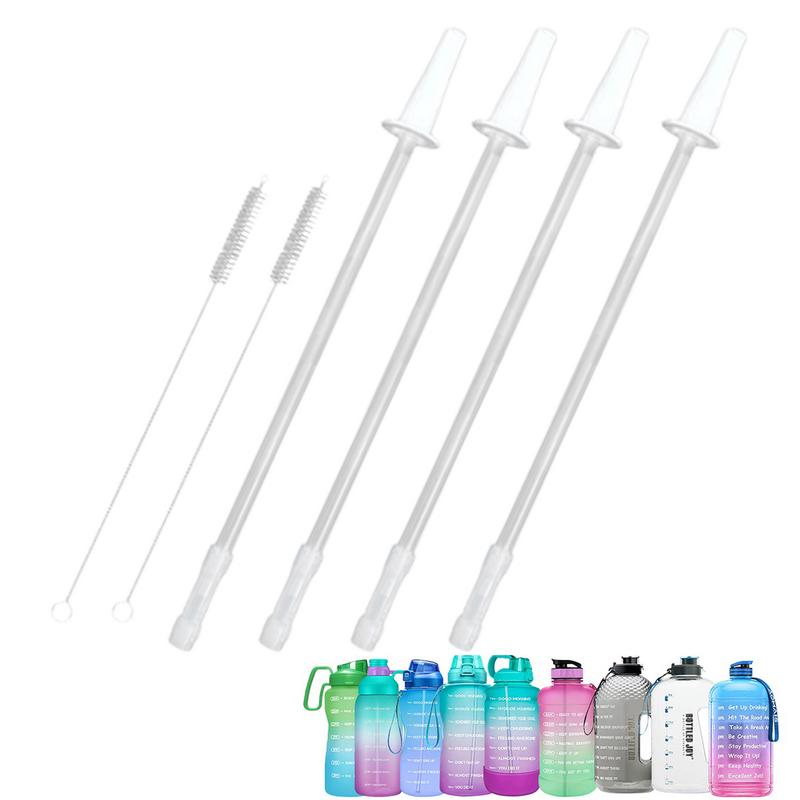 Water Bottle Straw Straws Replacement Reusable Straws For 1/Half Gallon Water Bottle With 2 Cleaning Brushes 4 Cuttable Straws