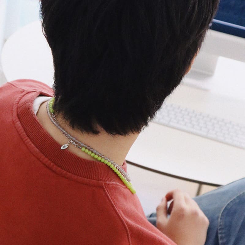 BICYCLE TROPHY BT Gemstone Necklace 09 (4mm Filled Jade Light Green)