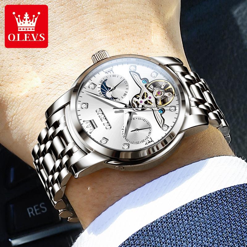 OLEVS Brand Multi-function Tourbillon Men's Watch Mechanical Watch Glow-in-the-dark Trend Men's Watch Business Model