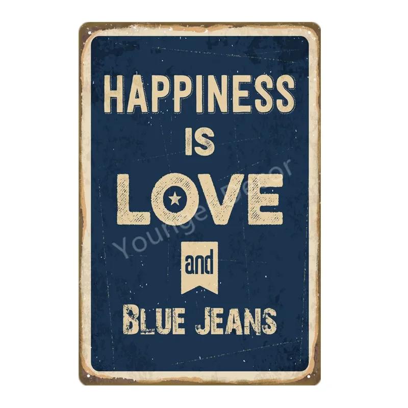 Happiness Is Love Metal Poster Tin Signs Plate Wall Decoration Vintage Art Painting Family Kitchen Rule Plaque Home Decor YJ155