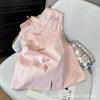 Pink dark pattern jacquard slanted vest women's 2025 early spring new temperament sweet vest