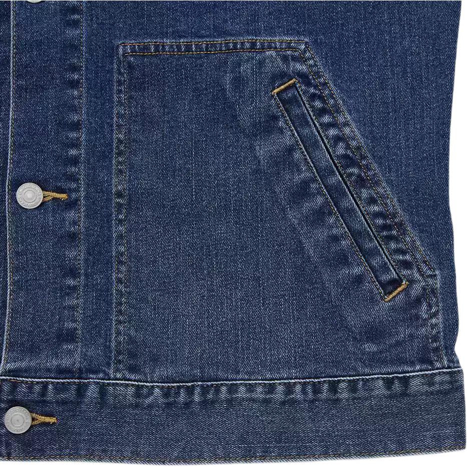 Uniqlo Solid Color Long Sleeve Denim Jacket Unisex Jackets Blue 444552-68