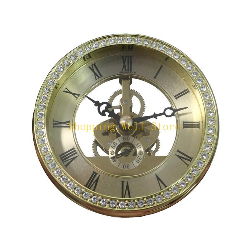 KX4B Metal Movement Clock 100mm Crystal Inlaid with Transparently Face for Home Styling Golden/Silver Finish