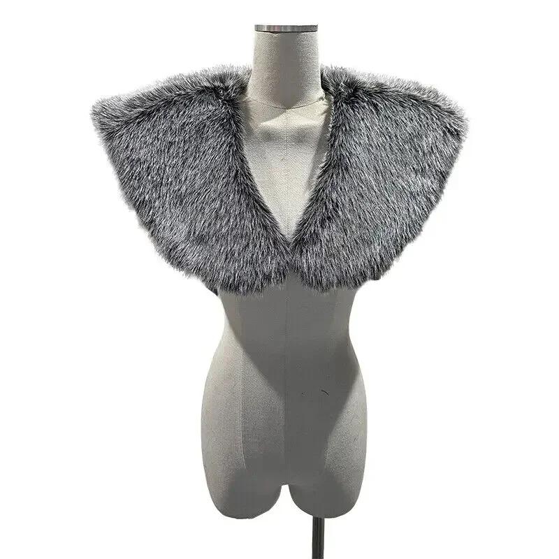 Mens Viking Fur Shawl for Women Medieval Faux Fur Mantle Shoulder Wrap Collar Warrior Renaissance LARP Cosplay Costume