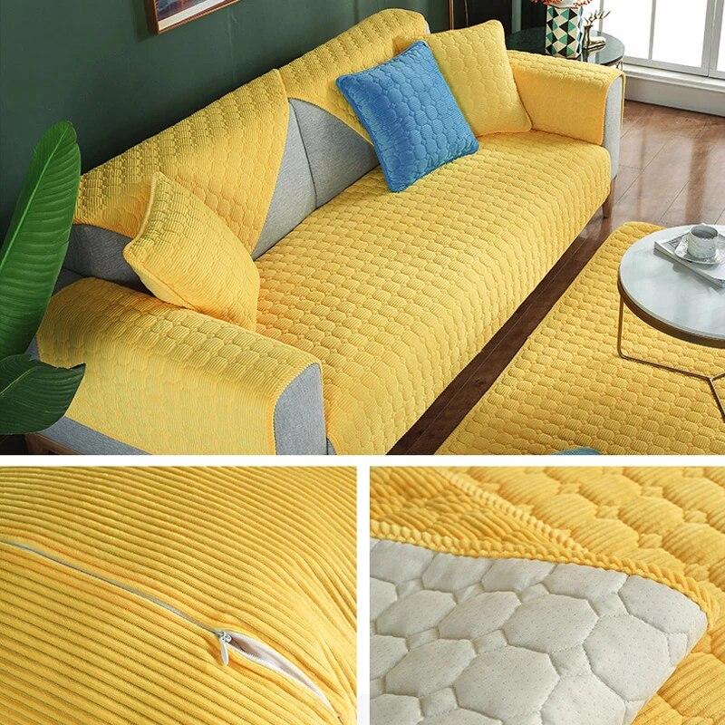 Tjock plysch soffhandduk Europeisk universal sofföverdrag Halkbeständigt sofföverdrag Soffhandduk för dekorkudde i vardagsrummet