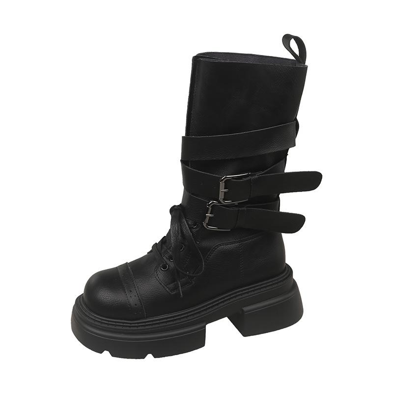 Retro British style Martin boots women's 2025 spring and summer new thick heel belt buckle short boots locomotive boots versatile single boots tide