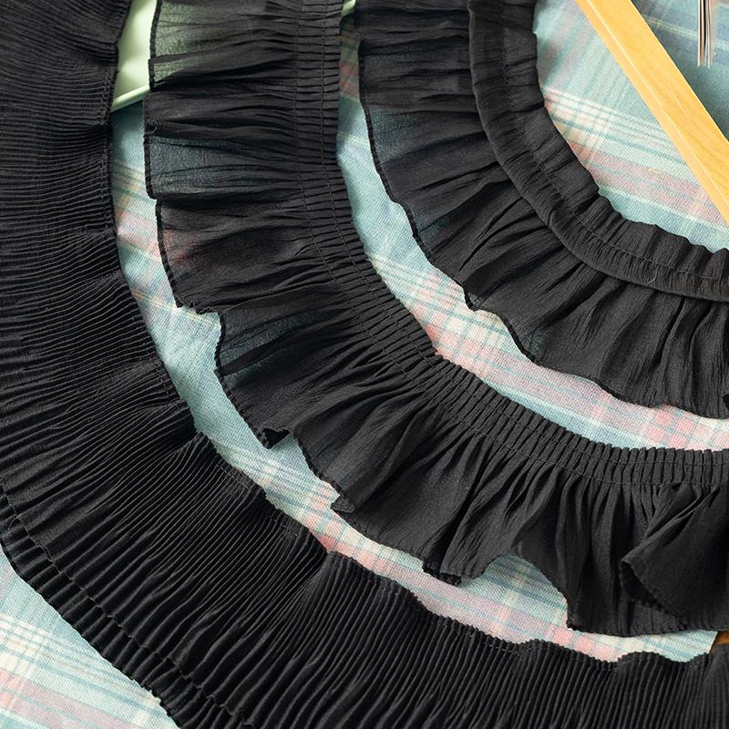 1Meter Black Lace Fabrics For Sewing Clothes Pleated Ribbons Diy Crafts Supplies Party Dress Needlework Decorative Trimmings