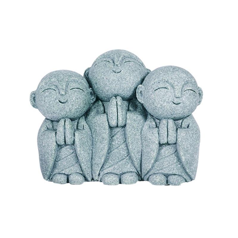 Garden Miniature Monk Sculpture Sandstone Praying Buddhas Figurine Aquariums Fish Tanks Decors For Shelf Desk Display