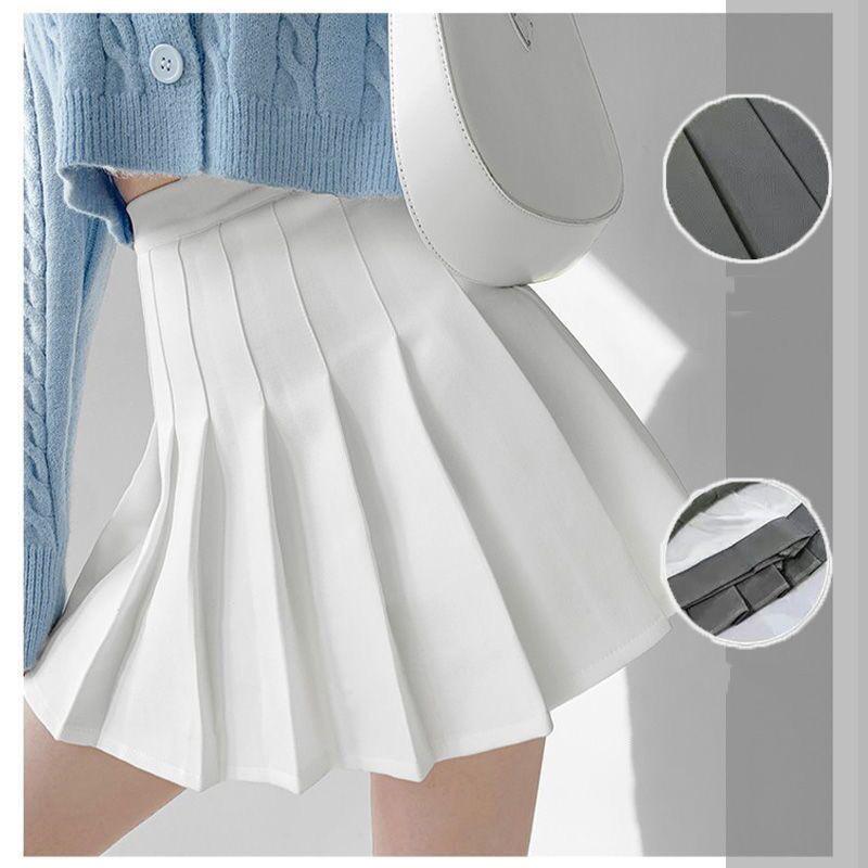 Petite Women's Black High Waisted Pleated Skirt Summer Suit Fabric Spring Autumn A Line Slimming Casual All Match Versatile Short Skirt Trousers