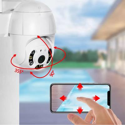 200 W 8 Lichter PTZ-Kamera Wifi im Freien wasserdicht Infrarot-Nachtsicht Echtzeit-Erinnerung Zwei-Wege-Audio Eingebauter AP-Hotspot APP-Fernbedienung
