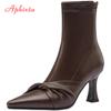 Fashion Aphixta High Heels Pointed Toe Ankle Boots Women Big Size 42 Black Boots Shoes Elegant Shoes for Woman Botines Para Mujeres