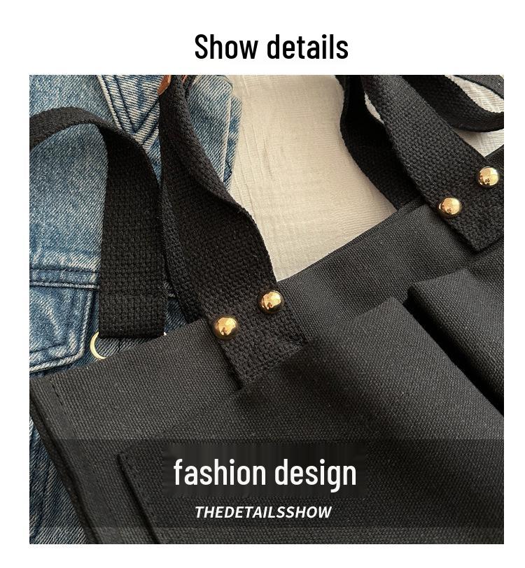 2024 Eco-friendly Korean Japanese Style Large Canvas Tote Bag - Women's Shoulder & Crossbody