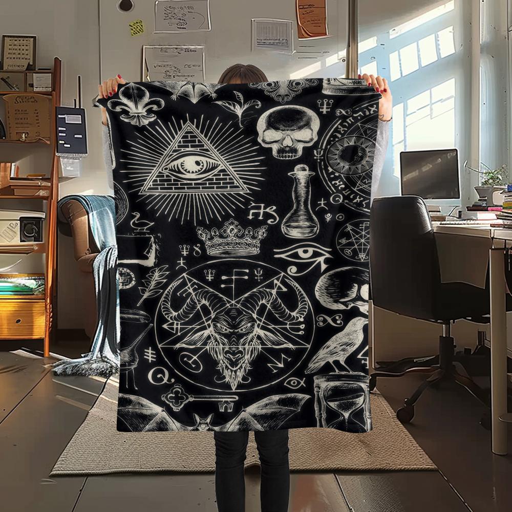 1 Stück Flannelldecke mit Satansymbol-Aufdruck, Hohe Qualität für alle Jahreszeiten, Heimdekoration, Wärme und Komfort, Perfekt für Weihnachtsgeschenke