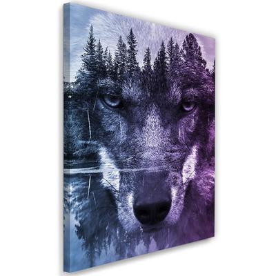 Canvas Print Wolf Forest Nature Purple