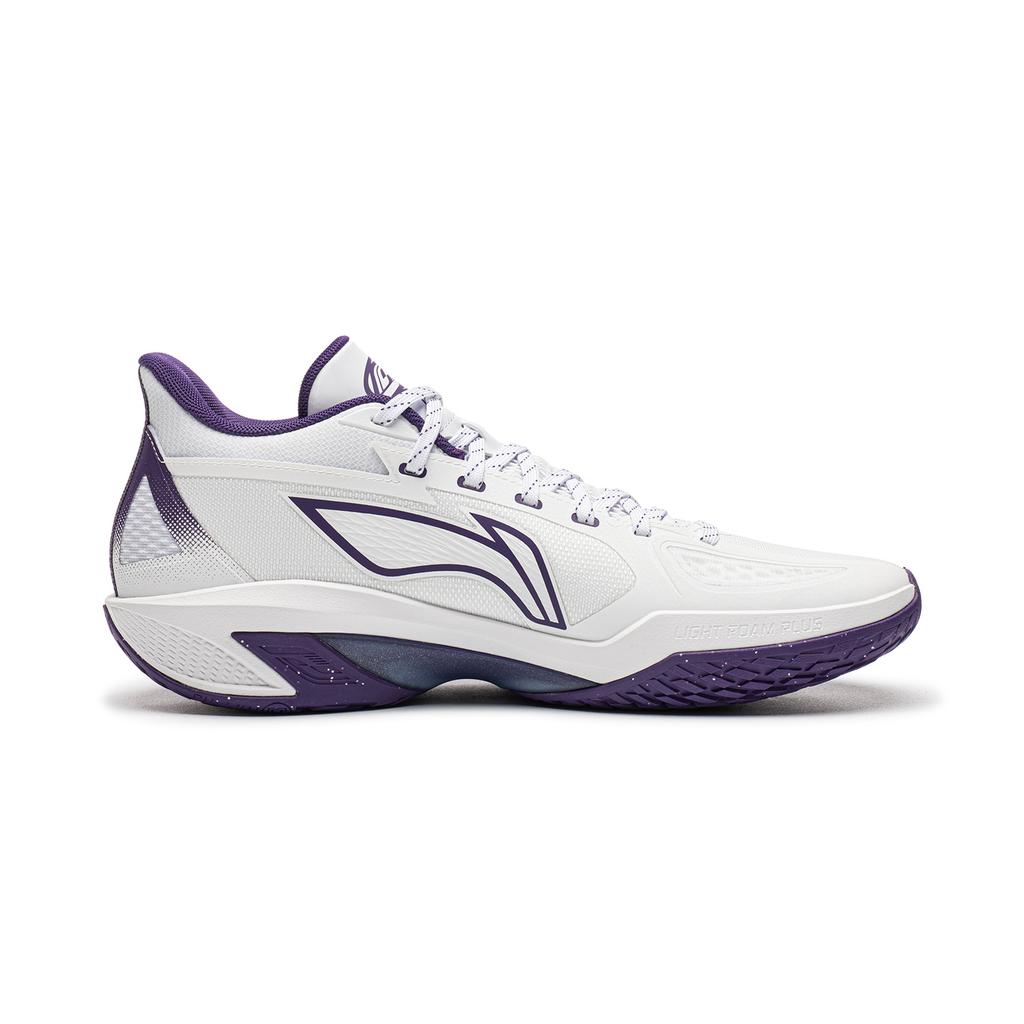 Men's Sneakers Li-Ning Light Speed 4V2 Basketball Shoes Men's Low-top Standard White/Dark Fragrance Purple