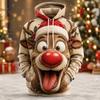 Herren 3D Weihnachten Rentier Weihnachtsmütze Aufdruck Pullover Hoodie Langarm Ugly Xmas Feiertagsparty Sweatshirt mit Kängurutaschen