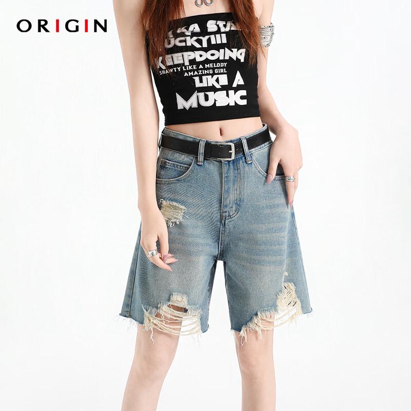 ORIGIN Women s High-Waisted Ripped Denim Jeans 2XL синий