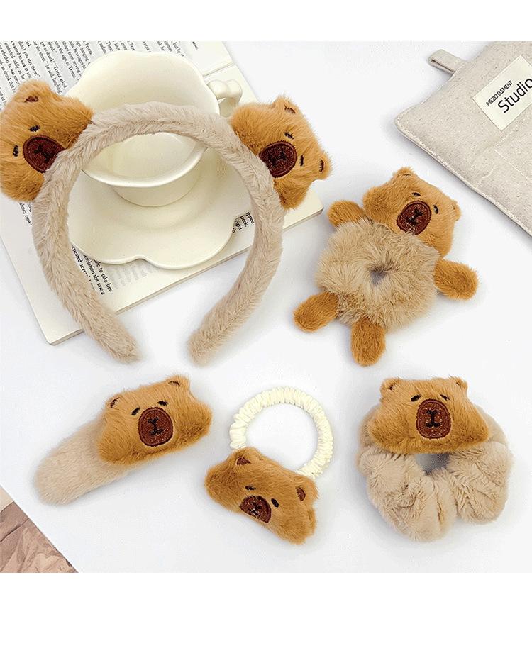 Opaska na głowę kapibary Futerkowa gumka do włosów Uroczy klips do włosów kapibary Futerkowe nakrycie głowy Klipsy BB Akcesoria do włosów Prezent urodzinowy dla dziewczynek na imprezę