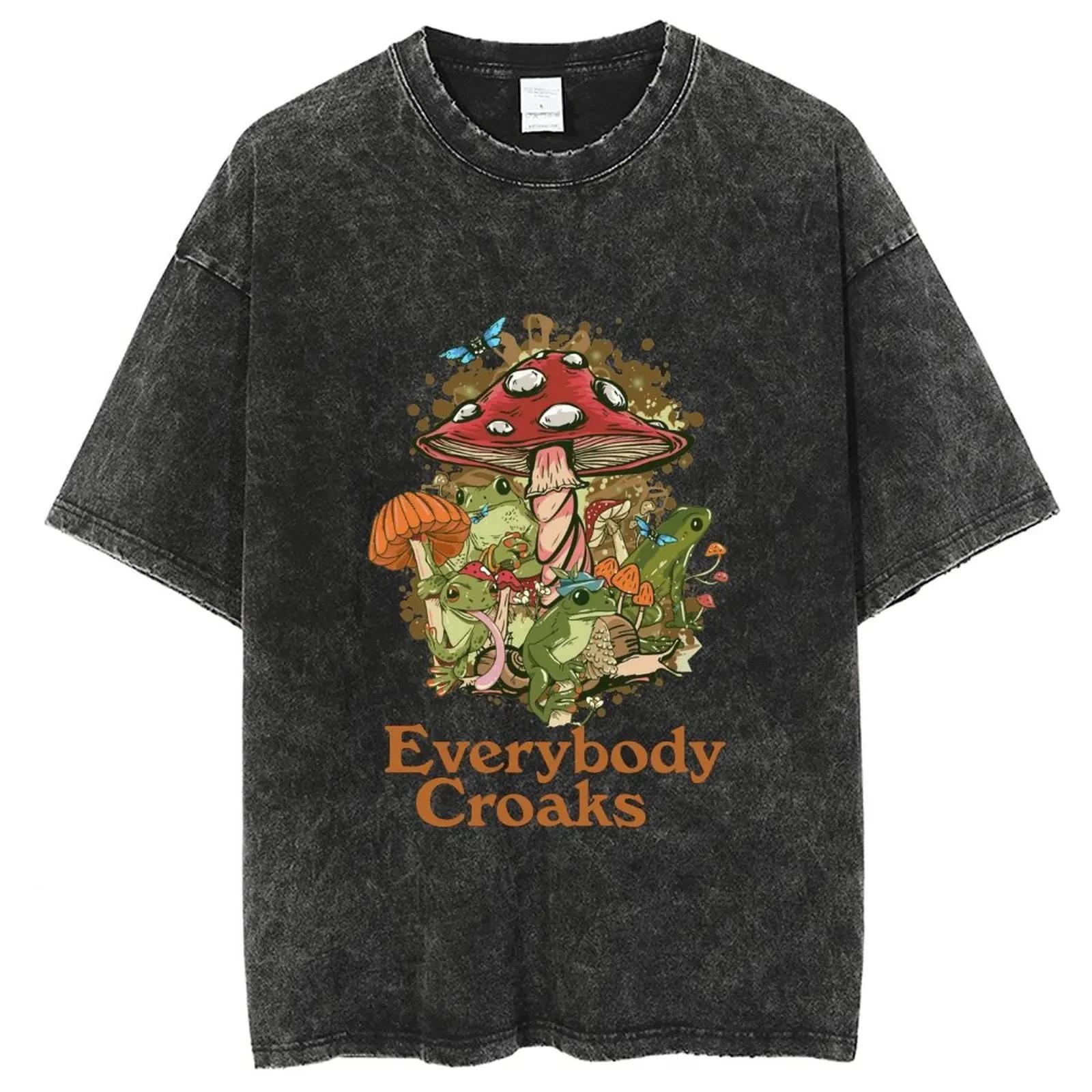 

Футболка Everybody Croaks Mushroom Frogs с принтом, с коротким рукавом, из стиранного хлопка, джинсовая, мужская, Y2K, одежда, топ S