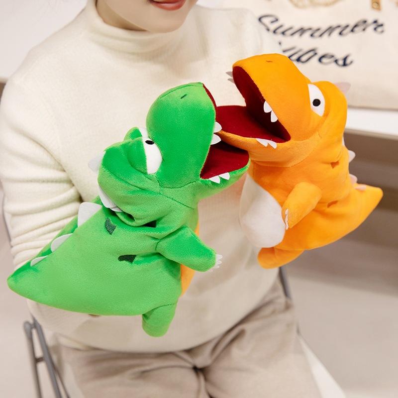 Cute Chubby Dinosaur Hand Doll Plush Toy Doll Green Dinosaur Ventriloquist Doll Children'S Parent-Child Doll