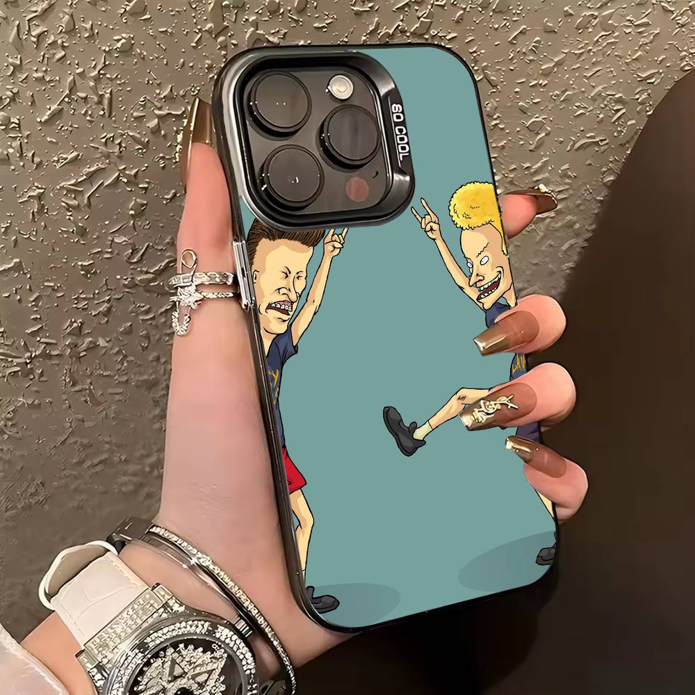 B-Beavis A-And Butthead  Phone Case For iPhone 17,16,15,14,13,12,11 Plus,Pro Max,XS,Colored silver phone case iPhone15