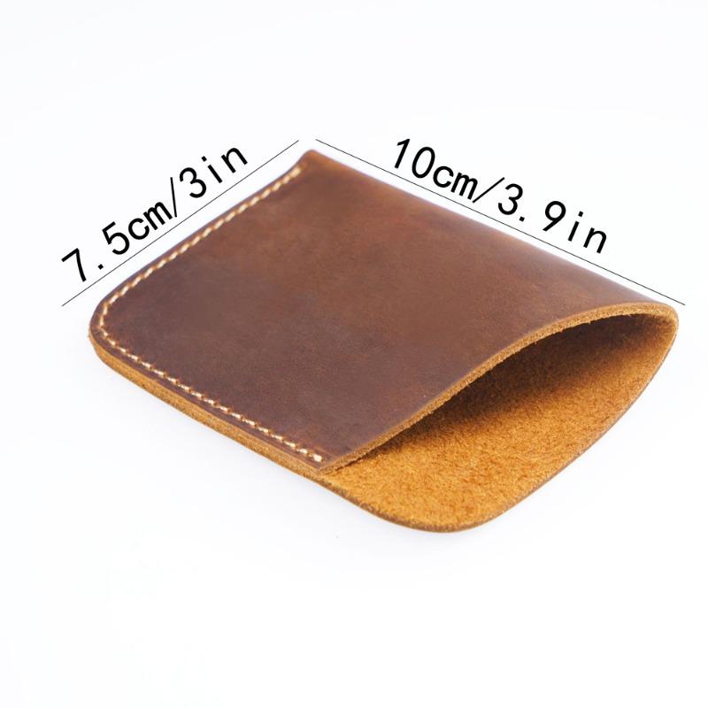 1 Pc Portable Leather Money Bag Hand-Stitched Vintage Cowhide Wallet Card Holder Pouch Organizer