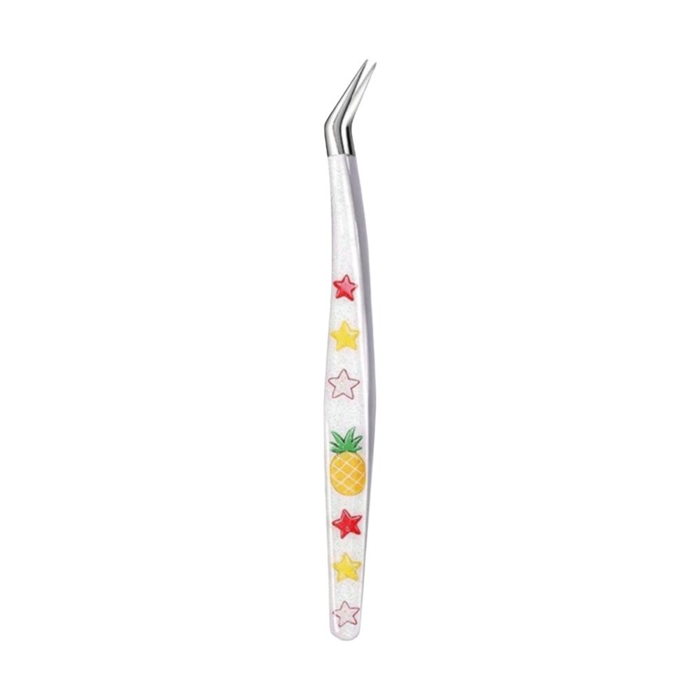 Stainless Steel Precision Tweezer Glitter Resin Handle Curved Tip Tweezers  DIY Craft Pineapple