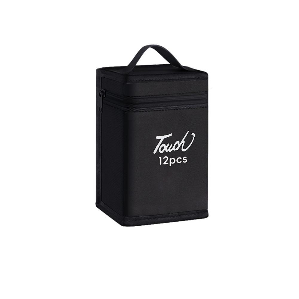 Black Color Marker Pens Storage Bag Massive Storage Zippered Closure Art Markers Organizer Handbag Style Functional Storage