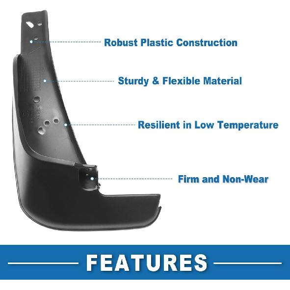 Mud Flap Splash Guard with Mount Accessories Front & Rear Side Mud Guard for Toyota Corolla 9th Gen 2003-2008 (Set of 4)