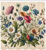 Floral Eucalyptus Shower Curtain, Colorful Blossomy Meadow Wild Flowers Botanical Themed, Cloth Fabric Bathroom Decor