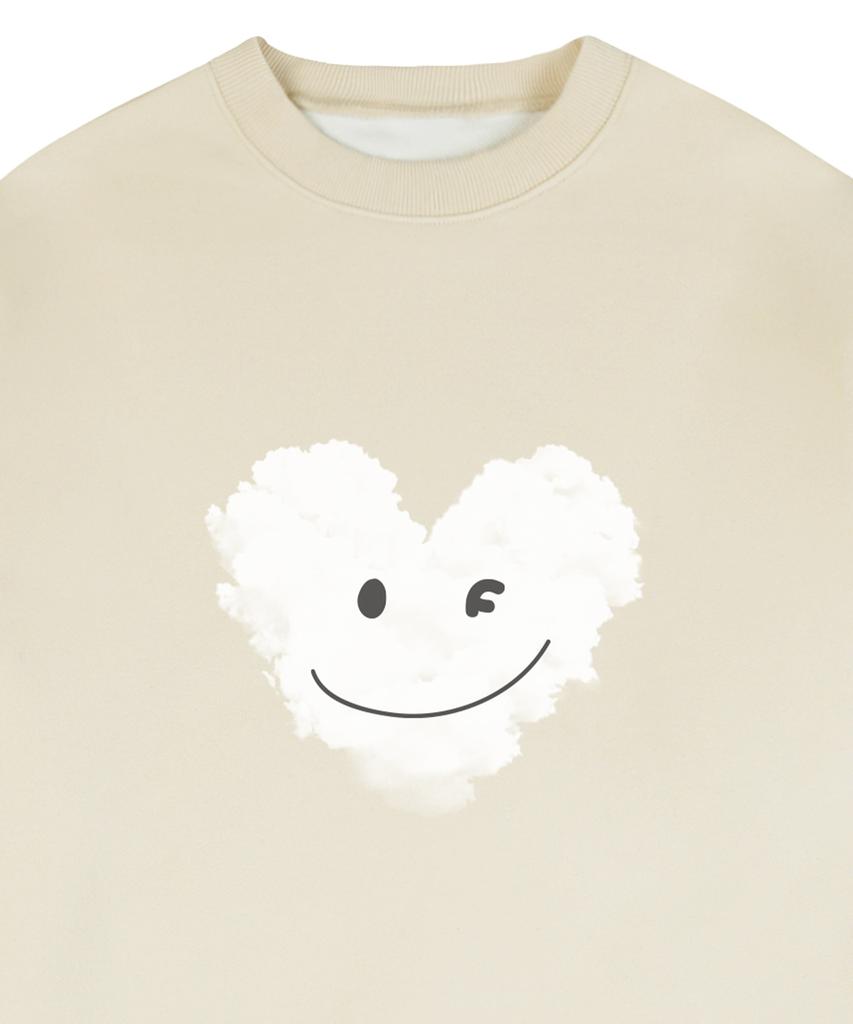 GRAVER [Unisex] Big Cloud Heart Smile Sweatshirt_Cream