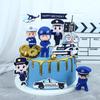 Birthday Cake Topper: Female Police Officer with Police Car and Baseball Boy