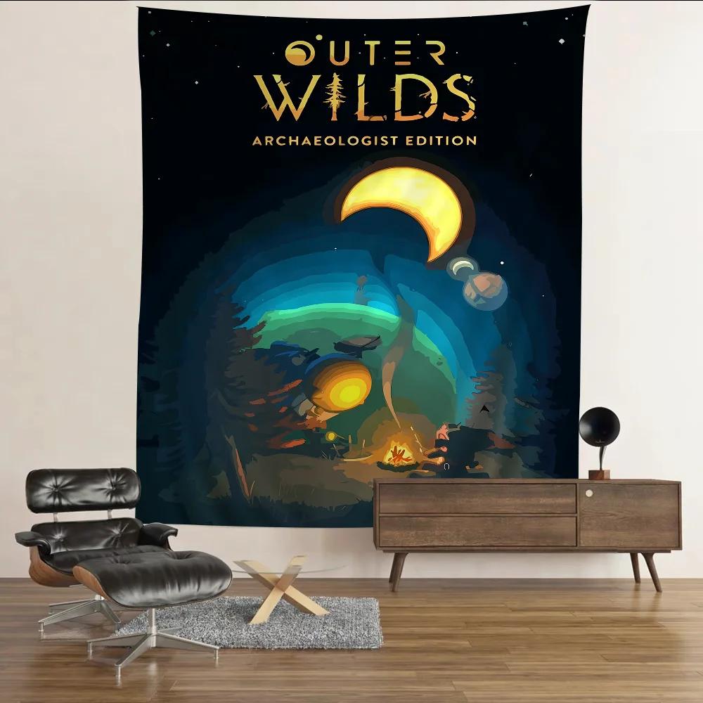 1 Outer Wilds Map Tapestry 2D Flat Print SciFi Home Decor Gamer Room Wall Hanging Practical Eye Catching Durable Fun Functional