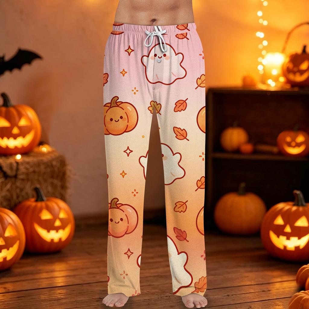 Men's Halloween Print Drawstring Pants Casual Lounge Sleepwear Soft Comfortable Fit Lightweight Fabric