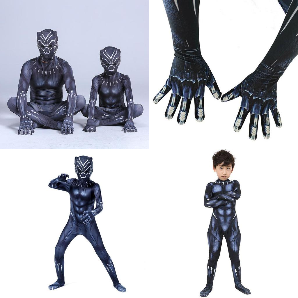 Premium Quality Black Panther Superhero Cosplay Jumpsuit For Adults And Kids